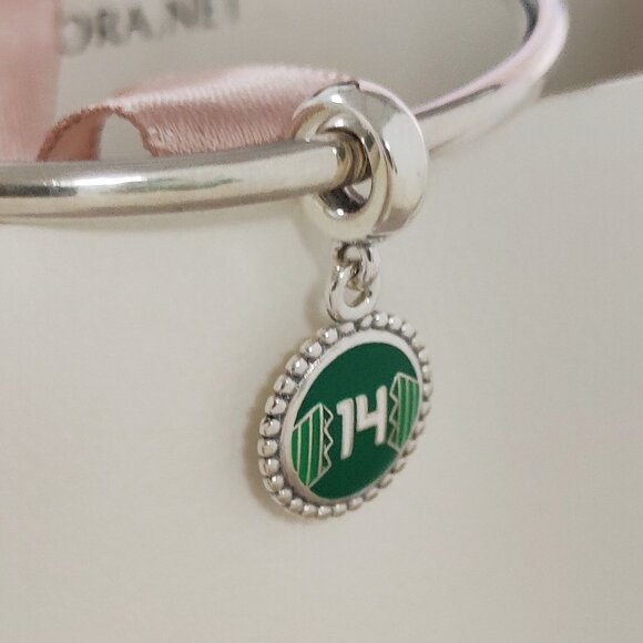 Pandora Engraving Mexico Soccer Jersey #14 Dangle Charm Exclusive Pendant S925 - Picture 4 of 7